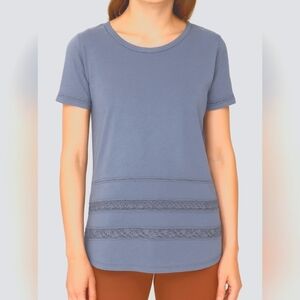 Wilfred Reve Short Sleeve Crochet Hem Top – Grey, S